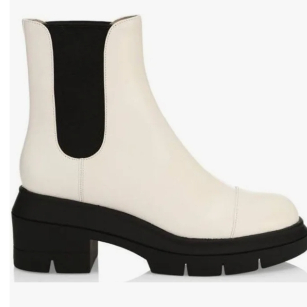 Women's White and Black Ankle Boots
